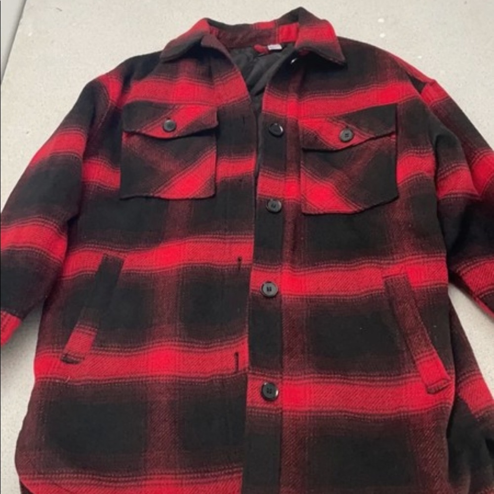 Oversized quilted flannel jacket